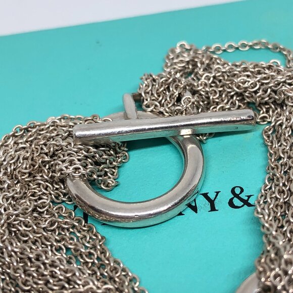 Tiffany Silver Heart Multi Strand Chain Mesh 7" Bracelet - Picture 5 of 8